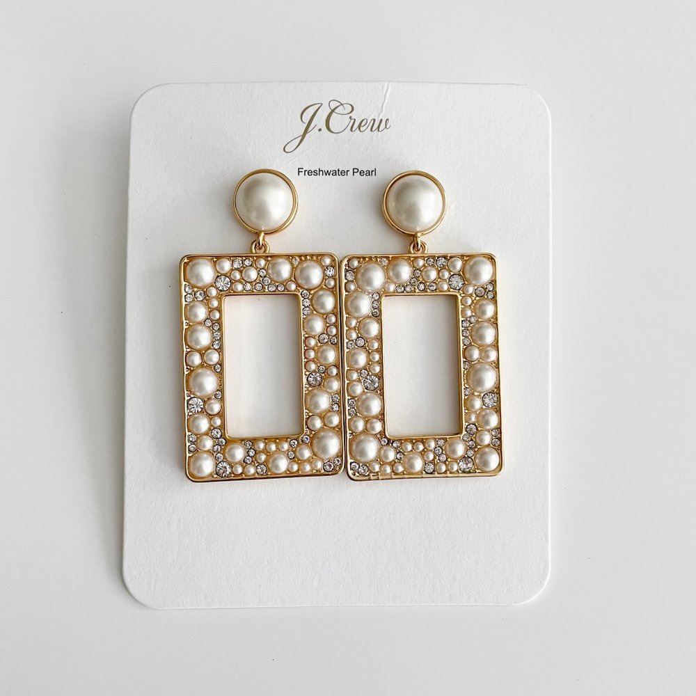 J. Crew Pearl and Crystal Statement Earrings - Picture 3 of 3